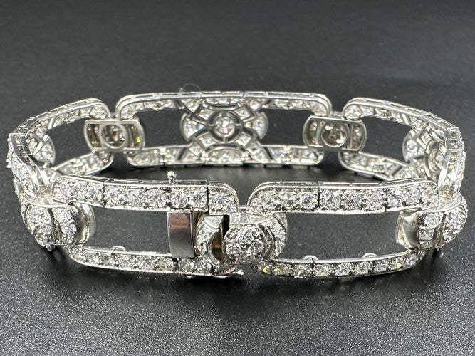 Bracelet Bracelet Art-Déco platine et diamants (9.4ct) 58 Facettes