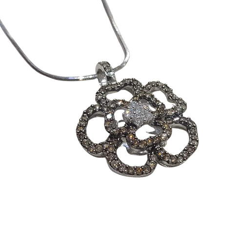 Collier Colgante de diamants en or 18k rhodié ruthénium et diamants bruns 58 Facettes COVMAM01