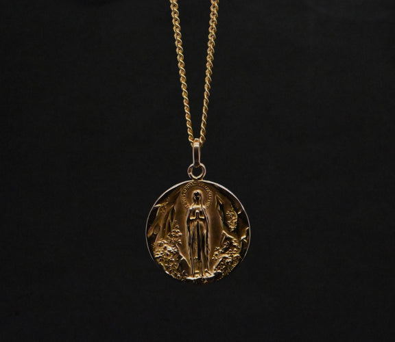 Pendentif Médaille Vierge Marie Or Rose 58 Facettes