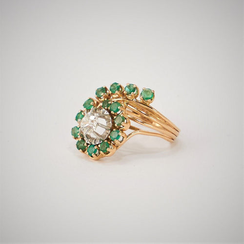 Bague Bague Or Jaune Emeraude Diamants 58 Facettes LOT 814