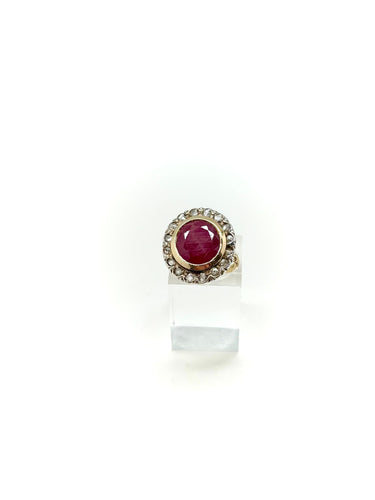 Bague 51 Bague ancienne rubis diamants 58 Facettes M9044