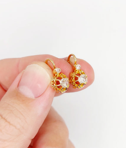 Dormeuses victoriennes or rose, diamants taille rose (circa 1880) 58 Facettes A06212