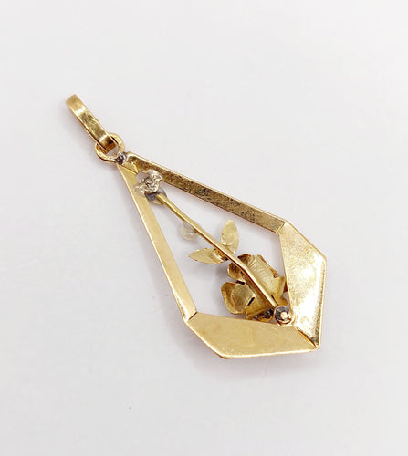 Rose gold pendant Art Deco adorned with a pearl (circa 1920) 