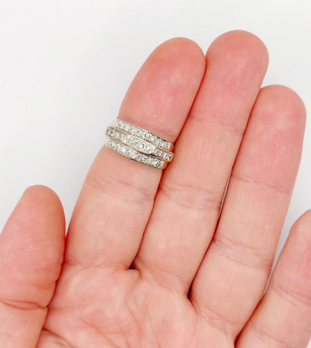 Anillo tank art déco oro blanco 18k y diamantes 