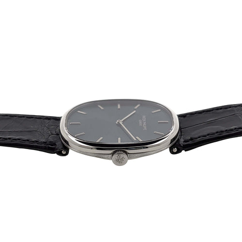 Montre Patek Philippe Golden Ellipse 3848 RARE White 18k Gold Circa 1990 Caliber 215 58 Facettes