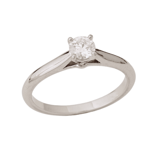 Bague 48 Bague Cartier Solitaire 1895, diamant rond de 0,27 carat, certifié GIA, pureté F/VVS2 58 Facettes