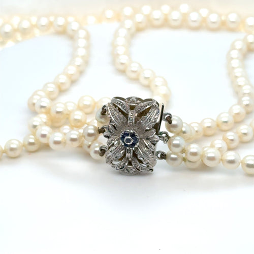 Collier Vintage - Collier de perles de culture - fermoir or blanc 58 Facettes 1.0000481/2