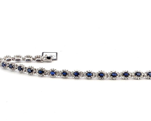 Bracelet Bracelet en or blanc 18 carats serti de saphirs et de diamants, 1973 G 58 Facettes