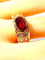 Bague 58 Bague en or jaune 18 carats, rubis 2,25 carats et 10 diamants 58 Facettes AB412