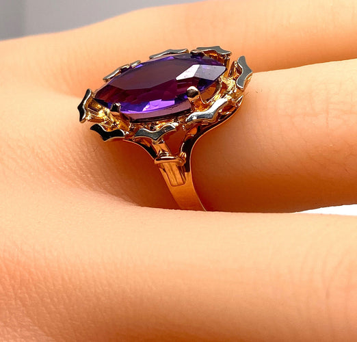 Bague 51 Bague en or jaune et améthyste 58 Facettes AB581