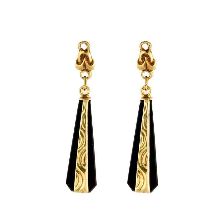 Boucles d'oreilles Boucles d'oreilles pendantes onyx or jaune 58 Facettes