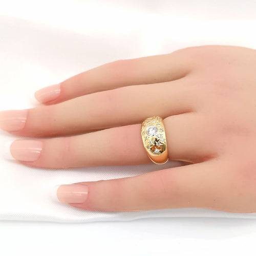 Bague 48 Bague en or jaune diamants 58 Facettes