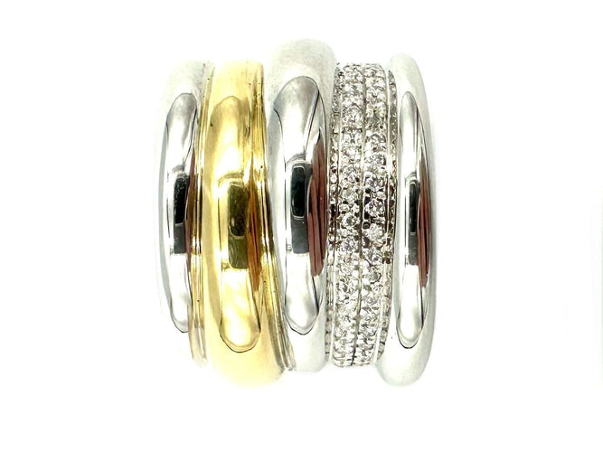 Bague 54 POMELLATO. Collection "Tubolare", bague 2 ors 18K et diamants 58 Facettes