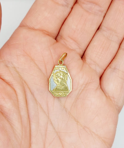 Pendentif Médaille - Médaille religieuse Art déco en or 18k et nacre 58 Facettes A06574