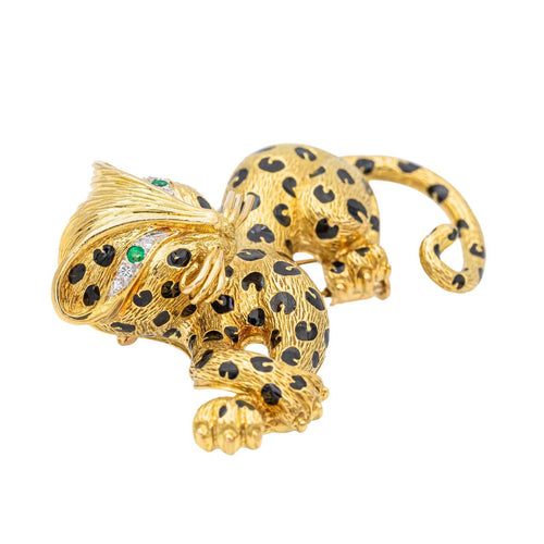 Broche Fred Broche Ombre Féline Or jaune Diamant, Emeraude 58 Facettes 2973901CN