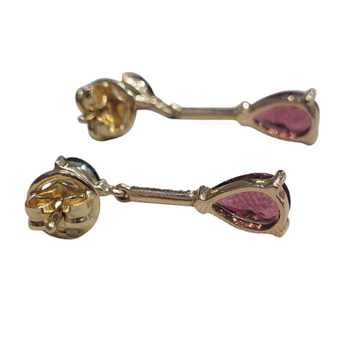 Boucles d'oreilles Boucles d’oreilles en or rose 18k, tourmalines, rubellites et diamants 58 Facettes PE966