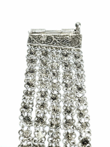 Bracelet Bracelet manchette en argent égyptien à cinq rangs de maillons 58 Facettes