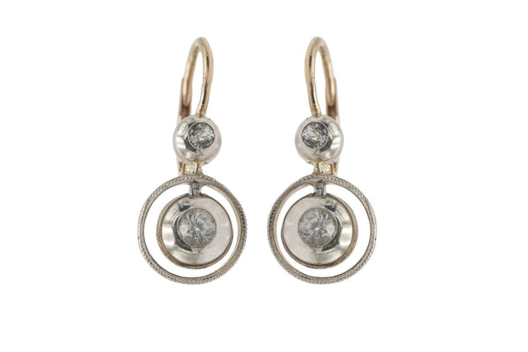 Boucles d'oreilles Boucles d'oreilles pendantes viennoises avec saphirs blancs du début du XXe siècle 58 Facettes 11290