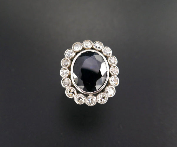 Ring Art Deco Platin Saphir-Diamanten