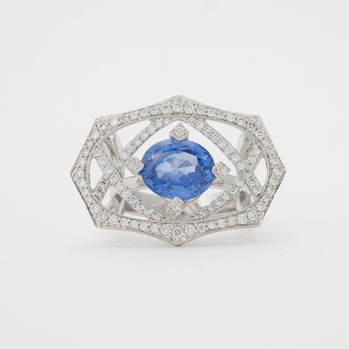 Bague 54 Bague saphir et diamants 58 Facettes