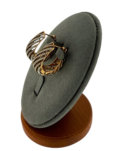 Boucles d'oreilles Créoles en or rose et blanc avec diamants 58 Facettes