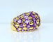 Bague 51 Bague en or jaune 18 carats sertie de 29 améthystes 58 Facettes AB550