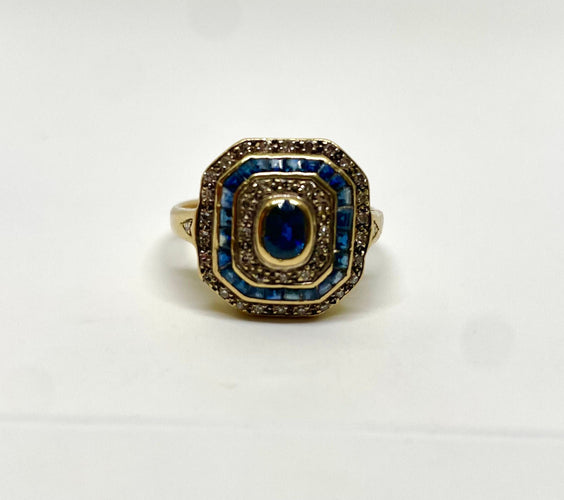 Bague 57 Bague art déco or jaune saphirs et diamants 58 Facettes