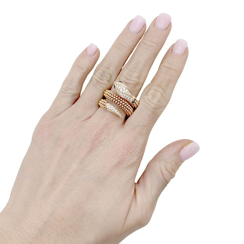 Bague 56 Bague Bulgari, "Serpenti" or rose, diamants et onyx. 58 Facettes 35177
