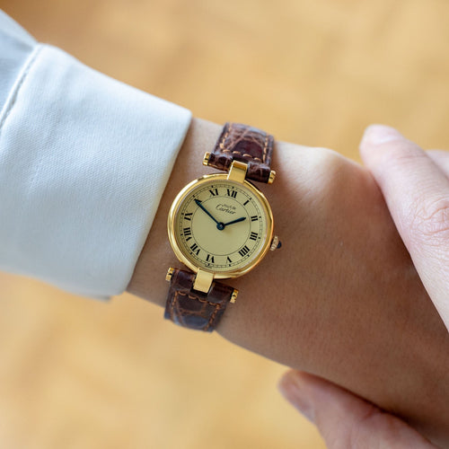 Montre Cartier - Montre Must Vendôme cadran lemon chiffres romains en vermeil 58 Facettes