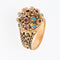 Bague 60.5 Bague Art Déco or jaune 19 carats, turquoise et rubis 58 Facettes