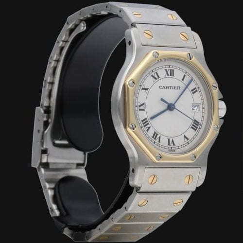 Saat Cartier Santos Ronde Octagon 18 Ayar Sarı Altın ve Çelik 58 Facettes MT45328