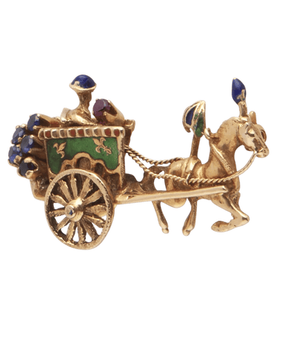 Broche Carosse du Lido Or 18K Saphir Rubis
