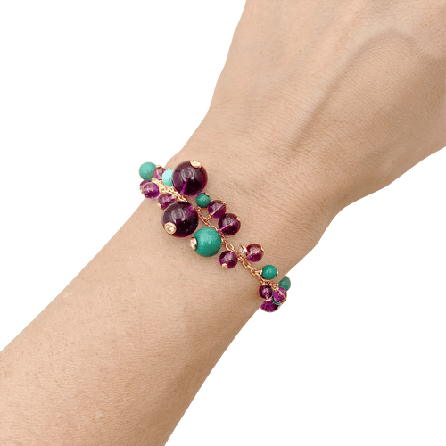 Bracelet Bracelet CARTIER, modèle "Délices de Goa", or rose, améthyste, turquoises et diamants. 58 Facettes 34810