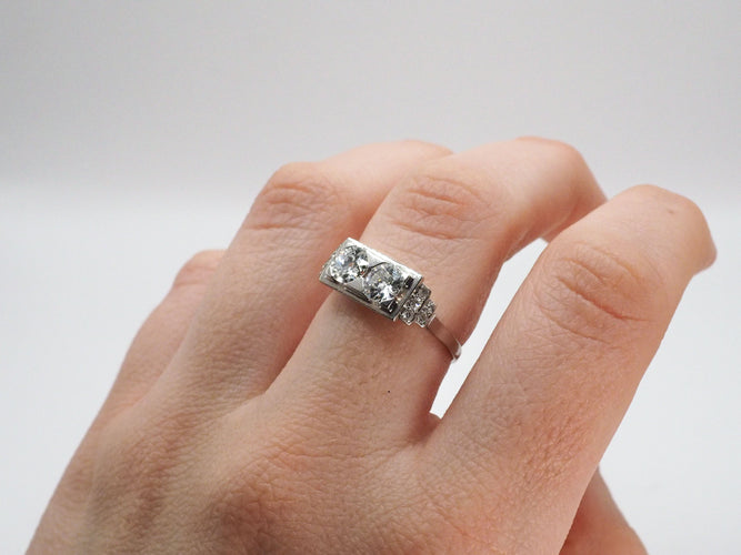 Bague 57 Bague Art Déco Platine Diamants 58 Facettes 4530