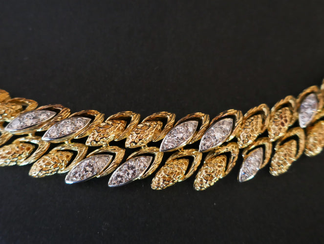 Collier André VASSORT , Important Collier Diamants, Or Jaune Et Platine, Vers 1970. 58 Facettes B92-05