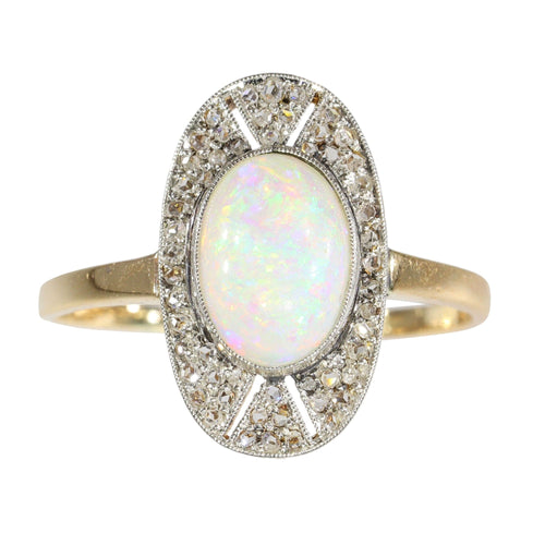 Bague 59 Échos du passé : une expérience intemporelle avec une bague en opale 58 Facettes 24332-0040