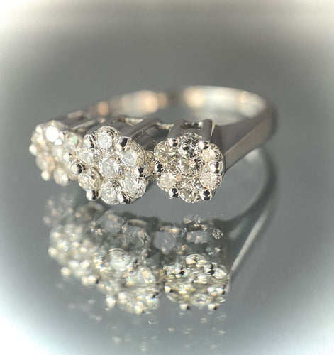 Bague 60 Bague trio de fleurs or blanc diamants 58 Facettes