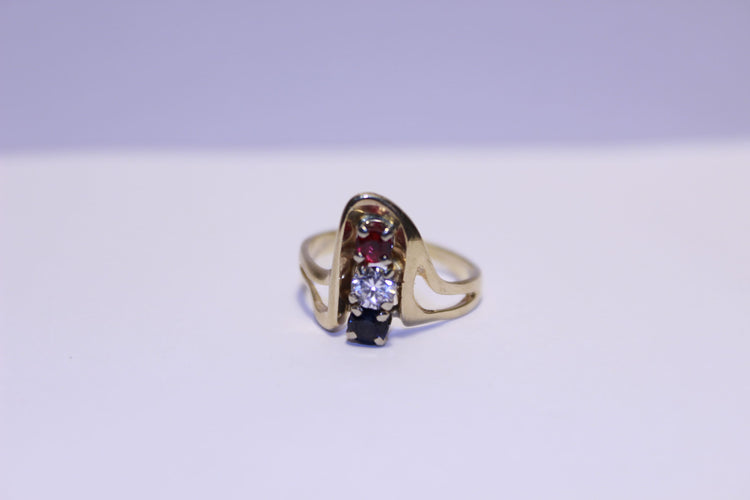 Bague 47 Bague Or Saphir, Rubis et Oxyde de Zirconium 58 Facettes