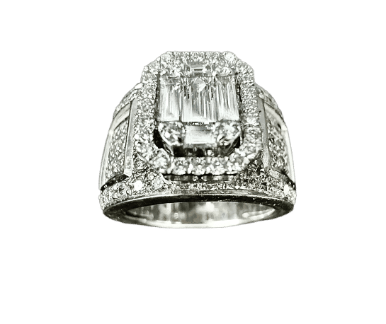 Bague 55 Bague or blanc sertie de 2,20 carats de diamants 58 Facettes