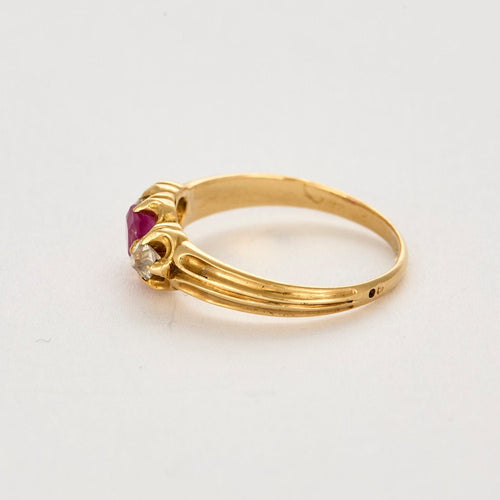 Bague 55 Bague or jaune, saphir rose et diamants 58 Facettes EVR25716