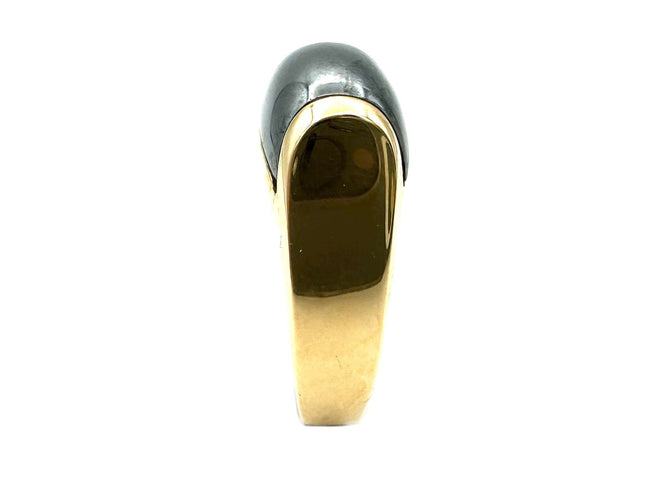 Bague 55 BVLGARI. Collection "Tronchetto", bague en or jaune et hématite 58 Facettes