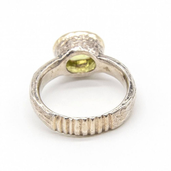 Silber- und Goldring mit Diamanten und Peridot