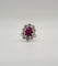 Bague 51 Bague or blanc sertie d’un rubis et diamants 58 Facettes