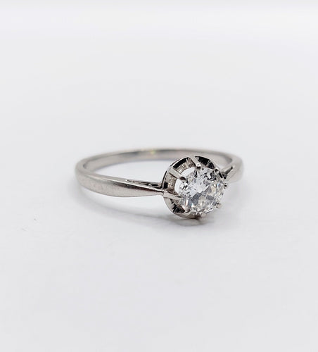 Bague 53 Bague solitaire art deco Platine diamant taille ancienne 0,43 carat (circa 1930) 58 Facettes A06144