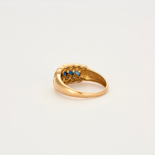 Bague Bague motif tresse en or jaune, saphir et diamants 58 Facettes LP775/13