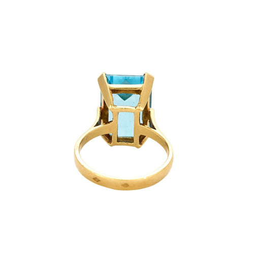 Bague 53.5 Bague or jaune topaze bleue 58 Facettes