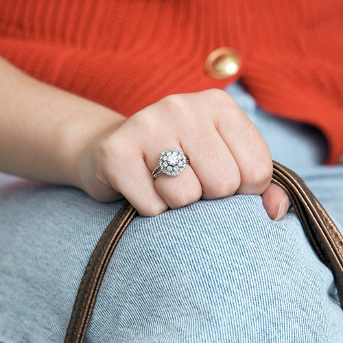 Bague 49 Bague en or blanc, diamants 58 Facettes LJ33