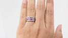 Bague 55 Bague bandeau en or blanc, topazes roses et diamants 58 Facettes 32586