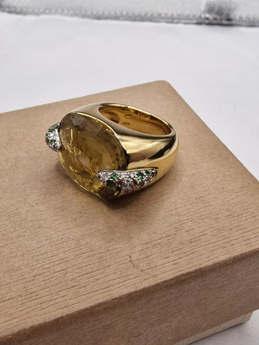 Bague Pomellato - Bague Pin Up en or jaune 18 k, citrine, tsavorites et diamants 58 Facettes