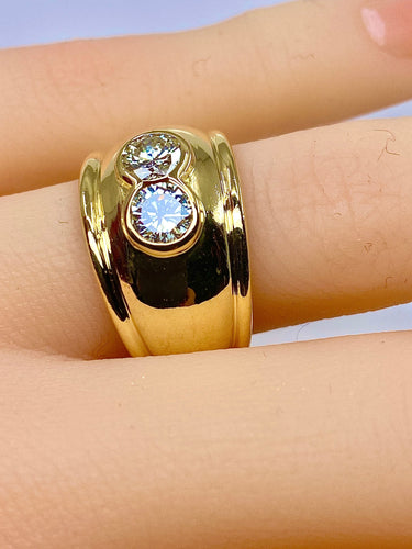 Bague Bague jonc/ bandeau en or jaune 18 carats ornée de 2 diamants 58 Facettes AB430